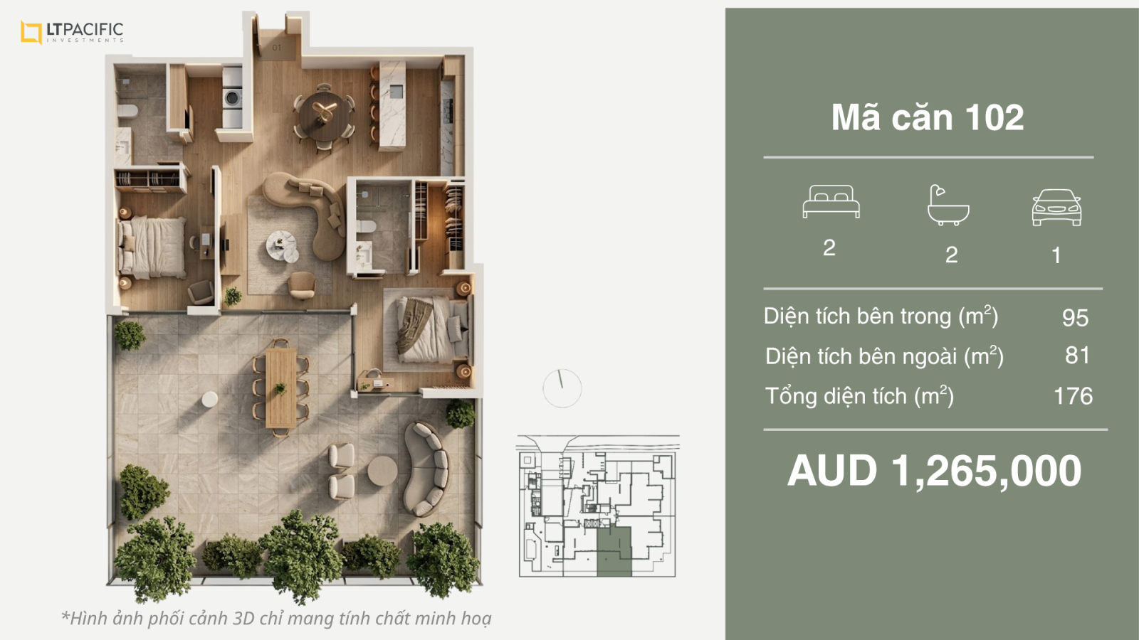 Căn hộ 2PN Brisbane
