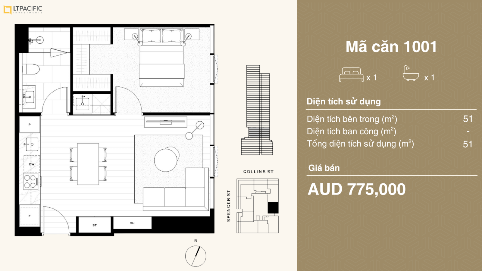 Mặt bằng căn hộ 1PN