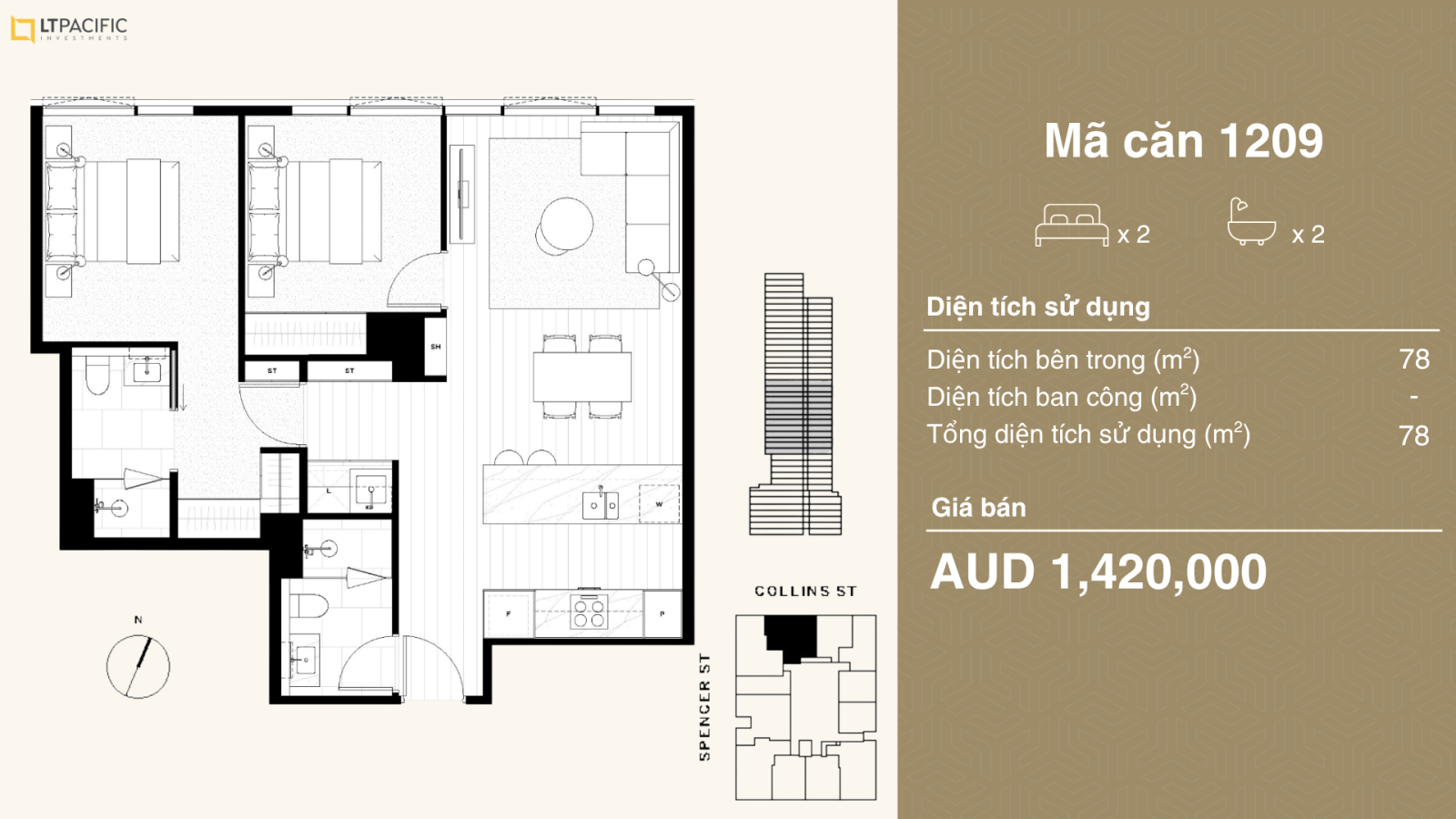 Mặt bằng căn hộ 2PN