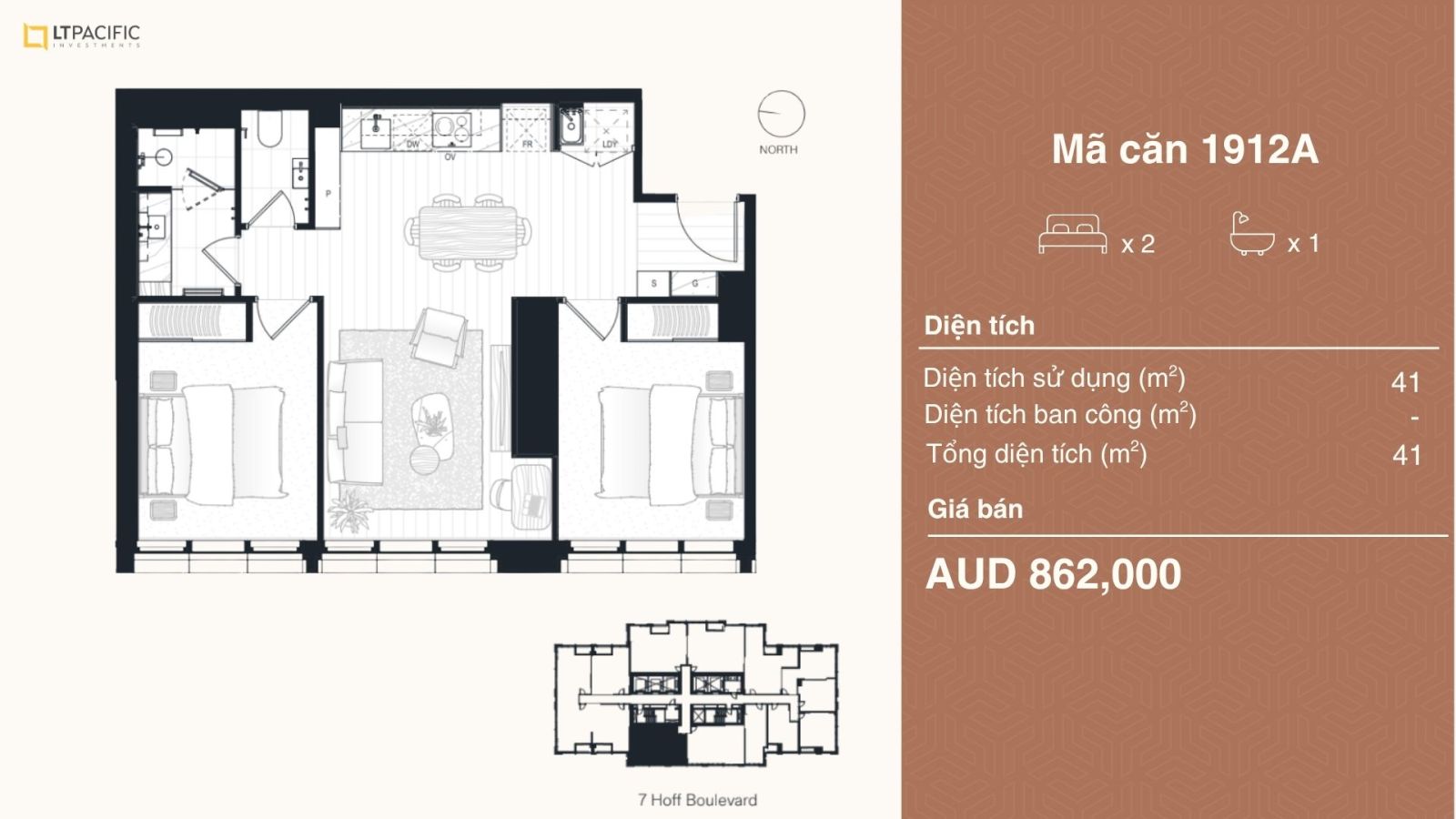 Mặt bằng căn hộ 2PN